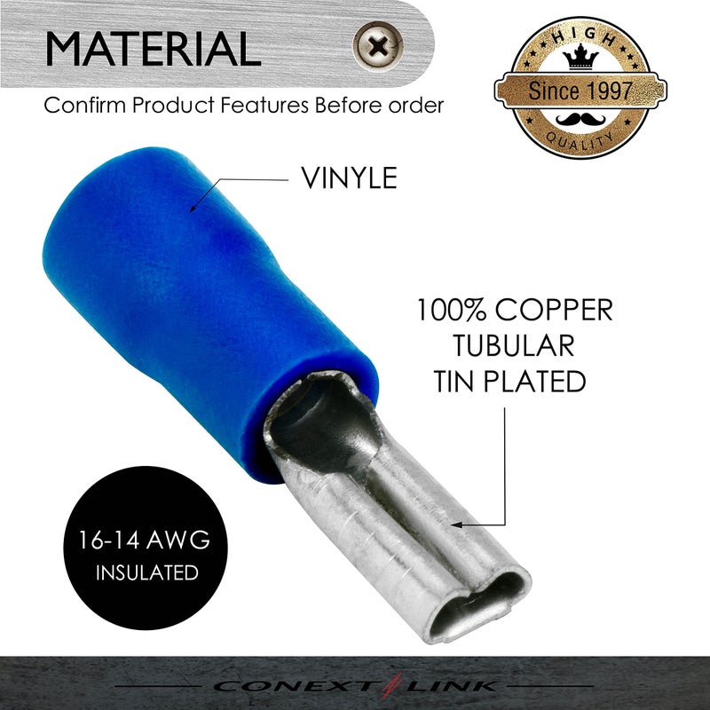 Conext Link Qdvf-110B25 Vinyl Quick Disconnect Terminal Female 25 Pack (0.110"", Blue 16-14 Gauge) (17325) - Image 2